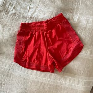 Lululemon red hotty hot mesh shorts